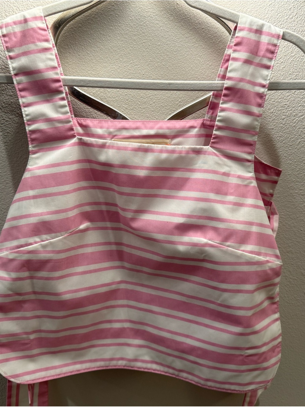 Dottie Hart Pink & White Striped Square-Neck Cropped Blouse